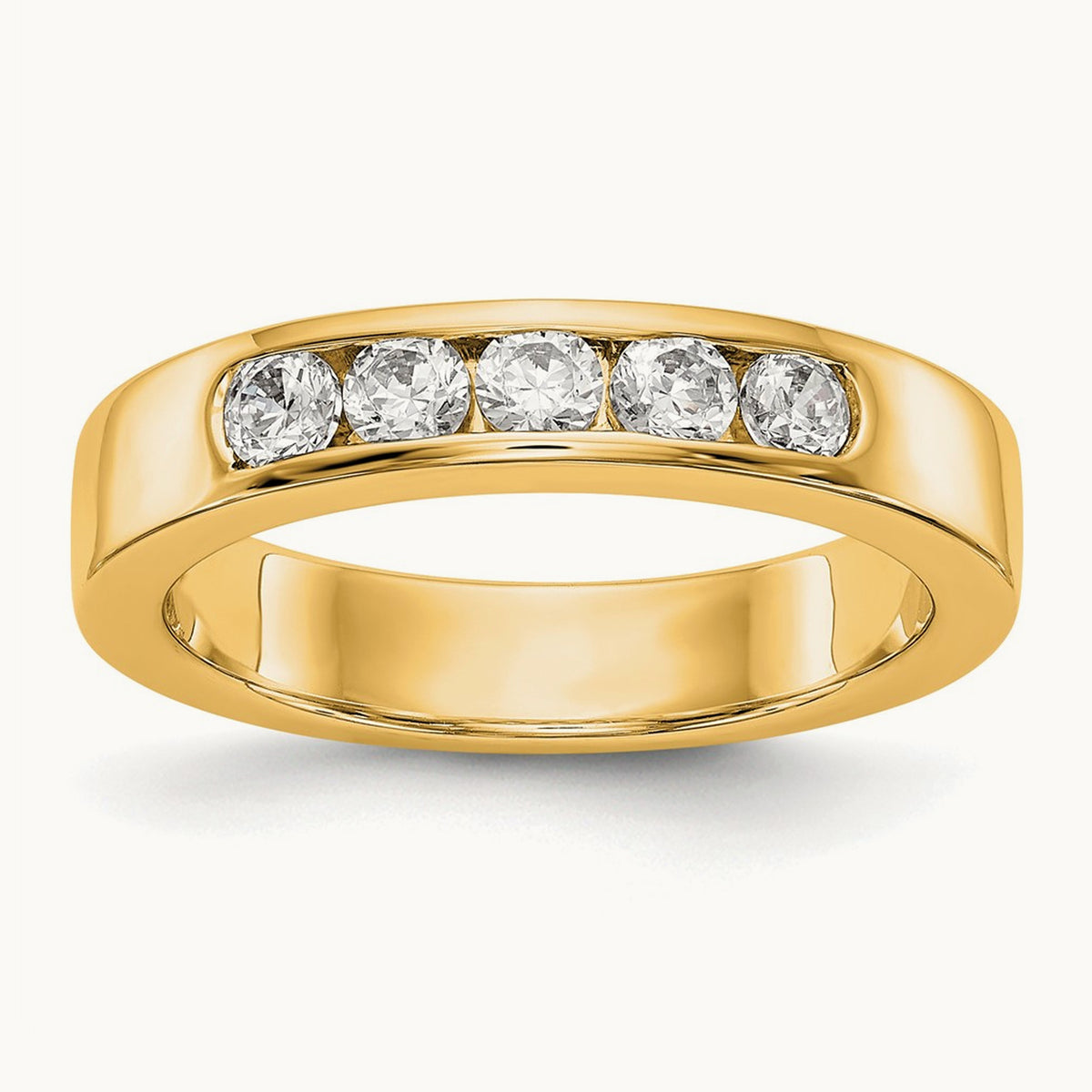 Setting: 5- Stone Closed Channel Band Mounting, 2.9mm, 14K Gold — 14K Yellow Gold