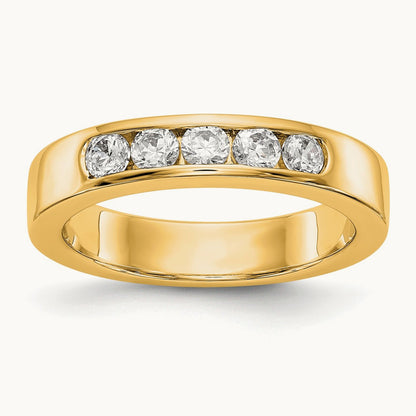 Setting: 5- Stone Closed Channel Band Mounting, 2.9mm, 14K Gold — 14K Yellow Gold