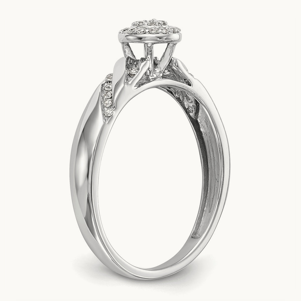 Complete Diamond Trio Cluster Engagement Ring — 14K White Gold