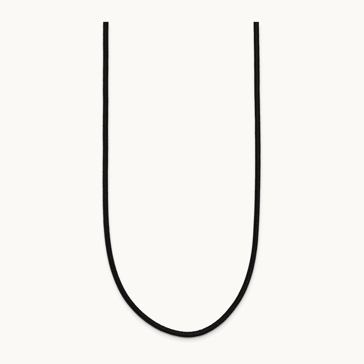 16in Black Leather Cord Necklace — 14K White Gold, 2mm