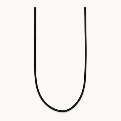 16in Black Leather Cord Necklace — 14K White Gold, 2mm