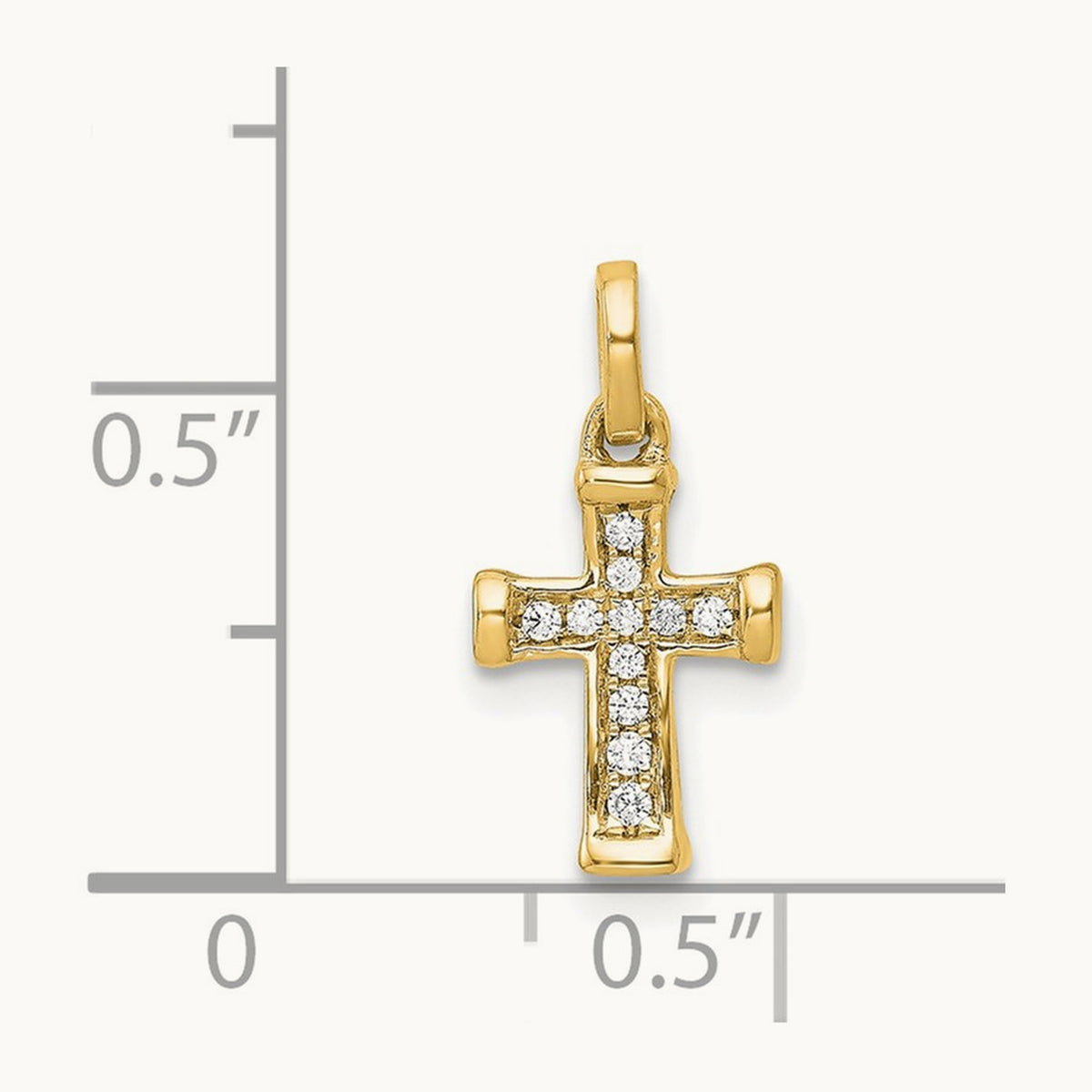 Small Diamond Latin Cross Pendant — 14K Yellow Gold