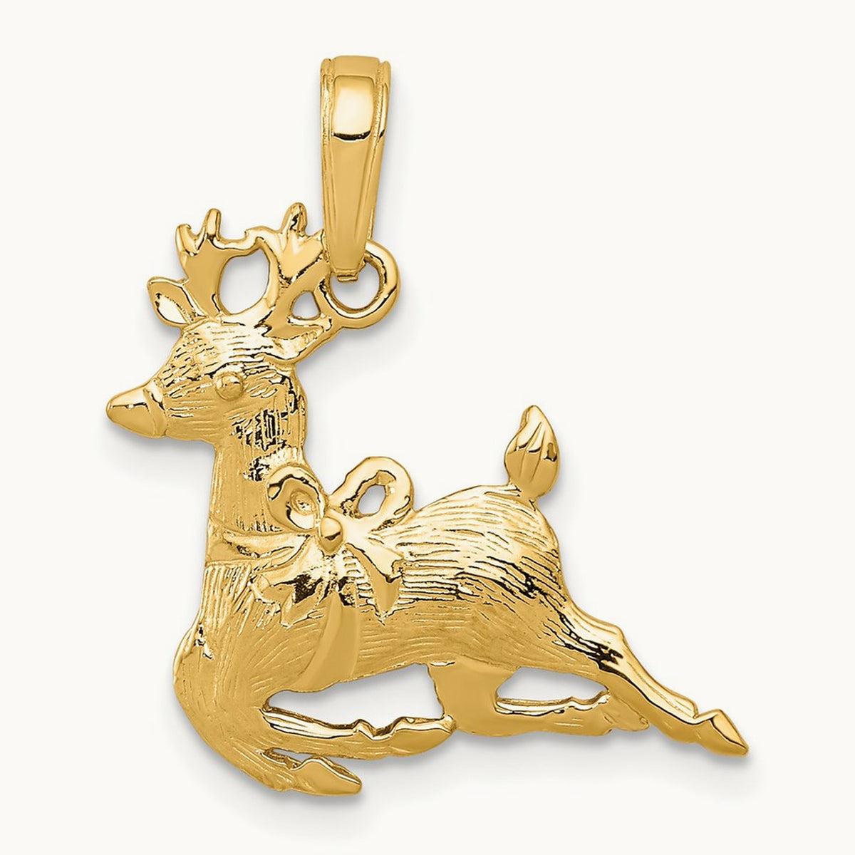 Polished Reindeer Pendant, 14K
