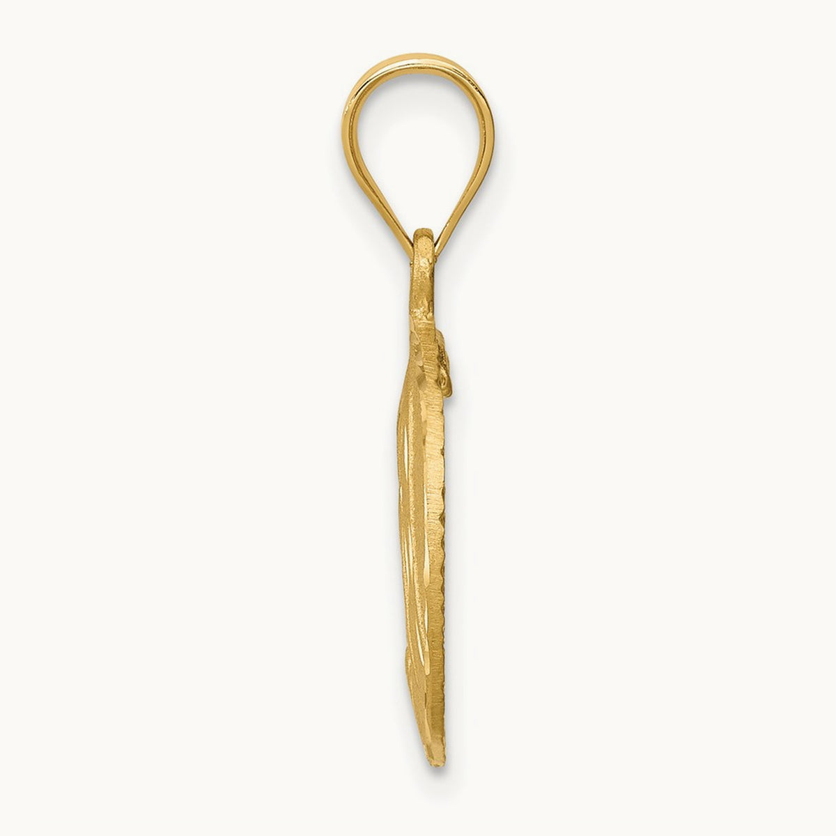 Brushed Diamond-Cut Virgin Mary Pendant, 14K