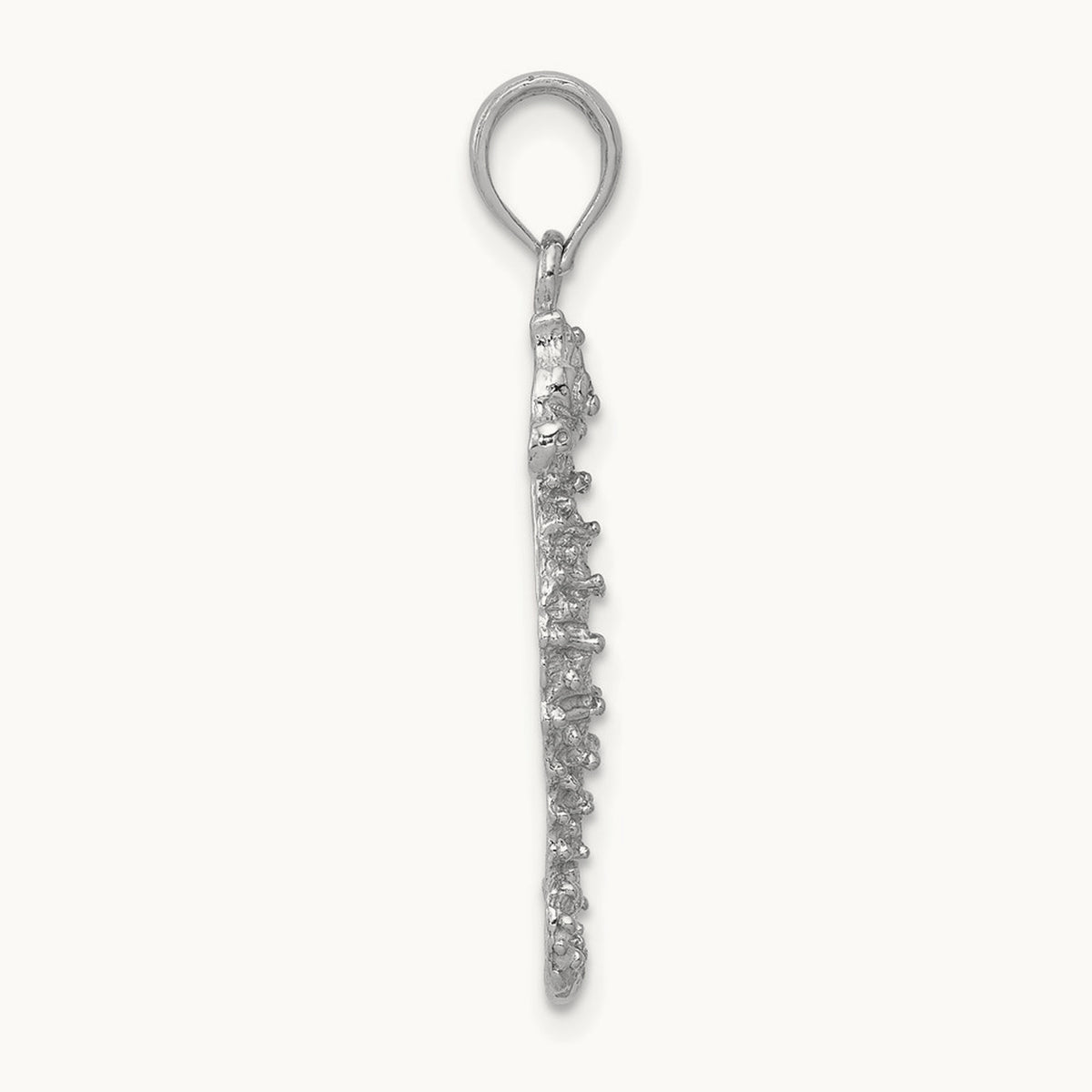 Polished Open-Backed Seahorse Pendant — 14K White Gold