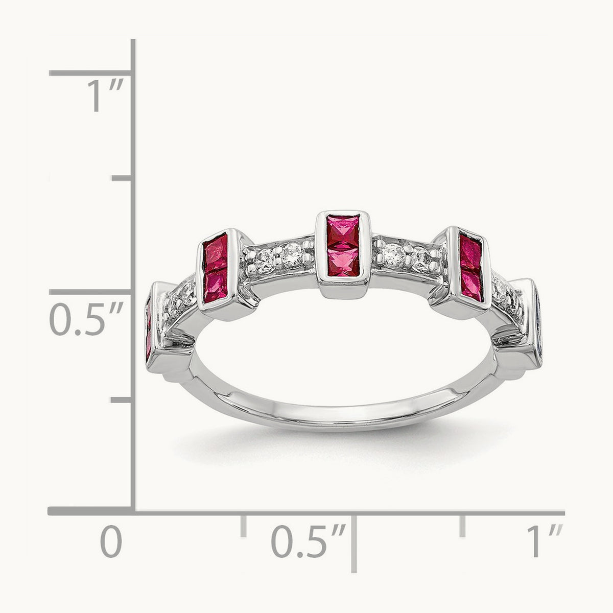 Fancy Diamond and Ruby Ring, 14K White Gold