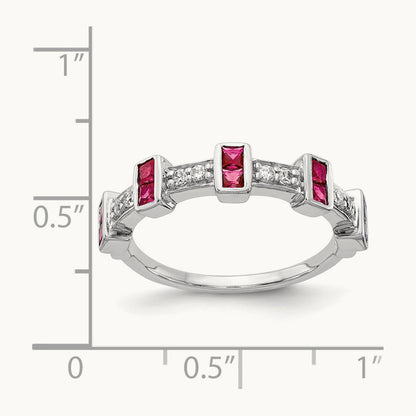 Fancy Diamond and Ruby Ring, 14K White Gold