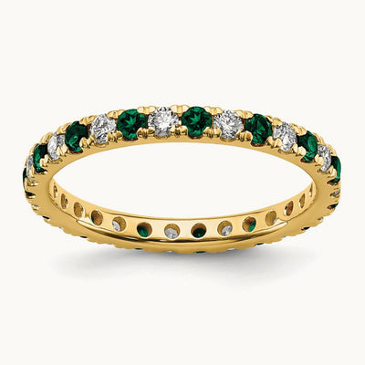 Created Emerald Eternity Band — 14K Yellow Gold, 2.25 mm