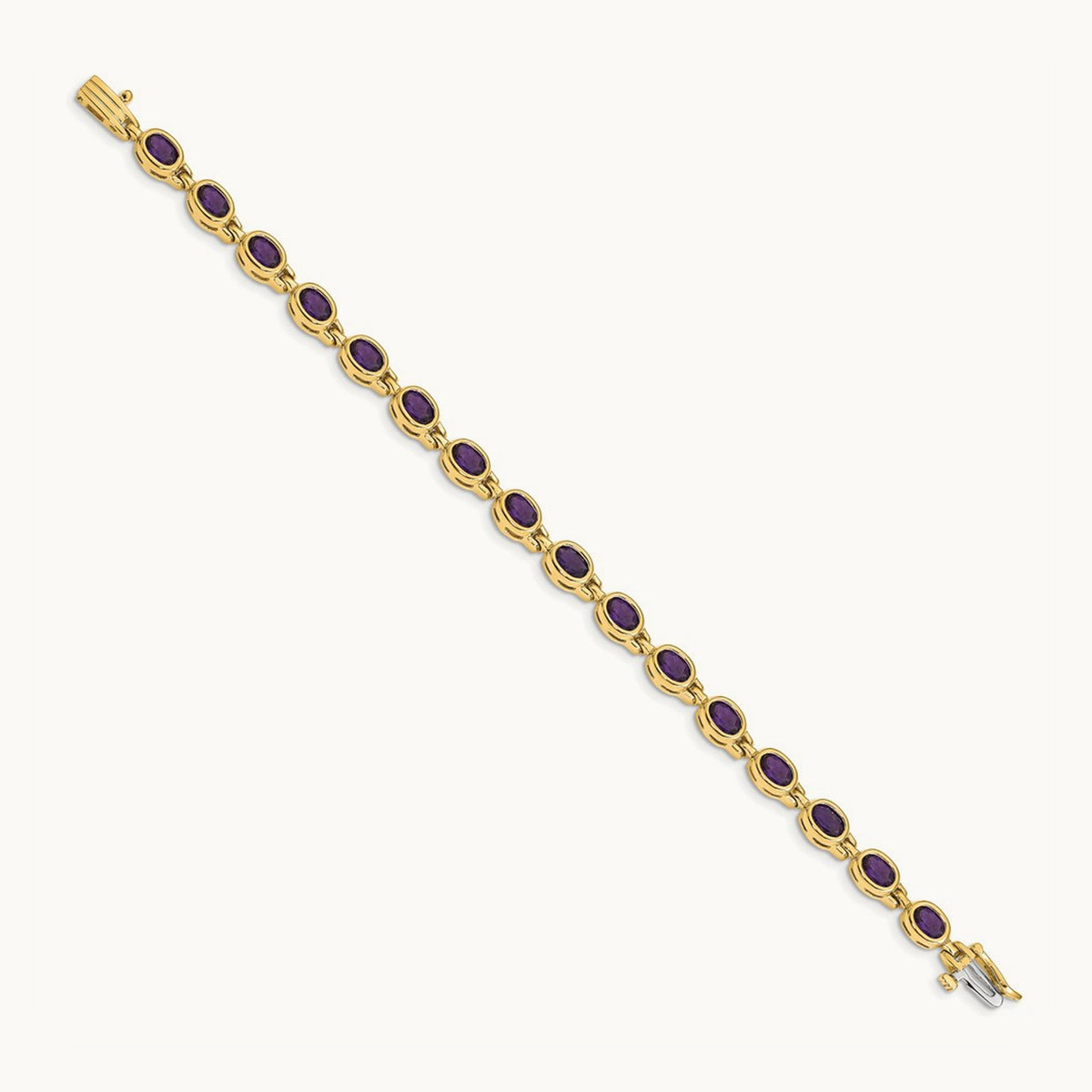 Oval Gemstone Amethyst Bracelet, 14K