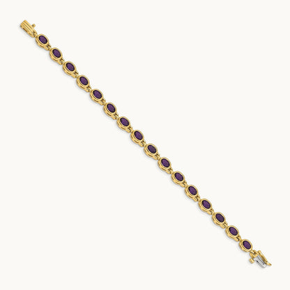 Oval Gemstone Amethyst Bracelet, 14K