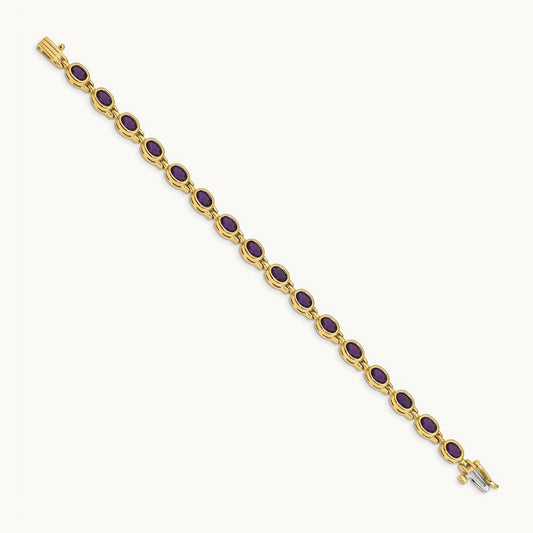 Oval Gemstone Amethyst Bracelet, 14K