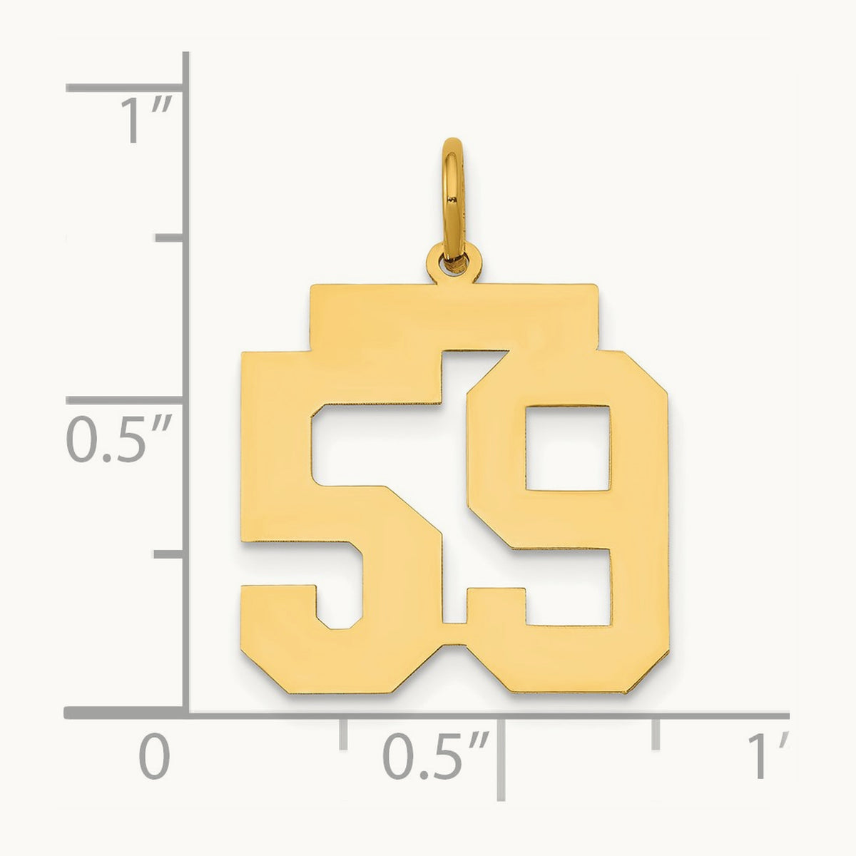 Medium Polished Number 59 Charm, 14K