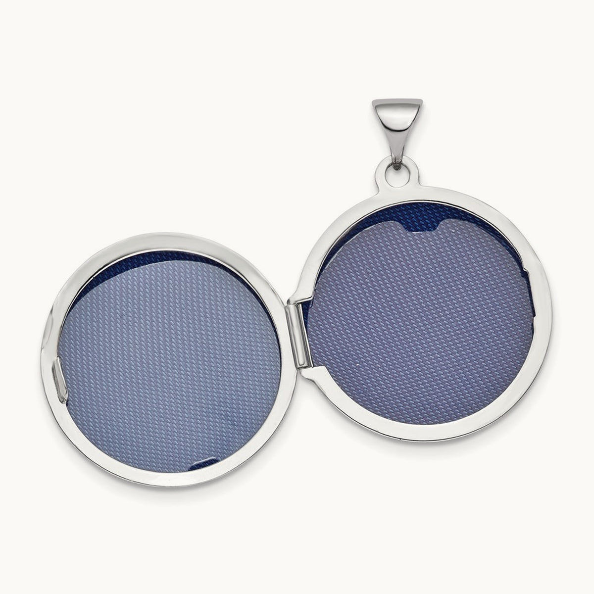 Polished Domed Round Locket — 14K White Gold, 20mm