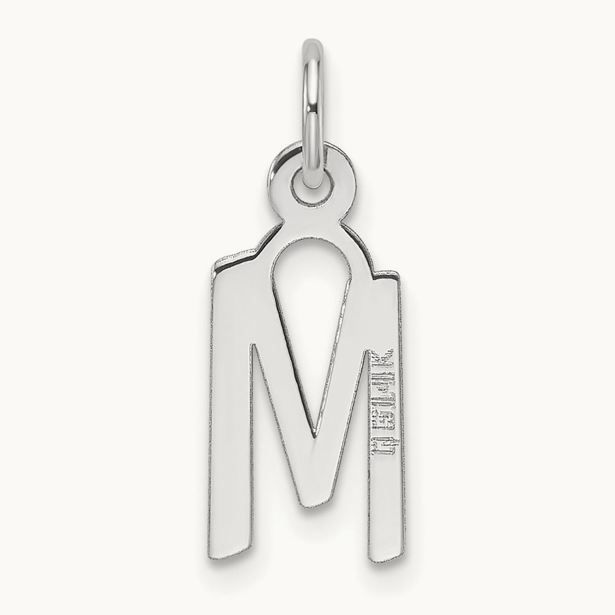 Slanted Block Initial Charm — 14K White Gold, M