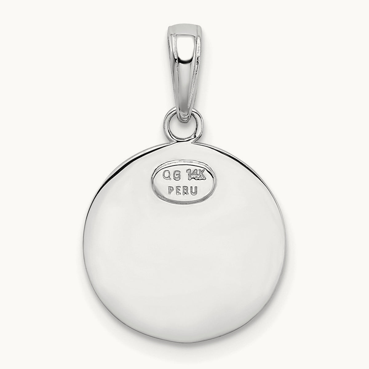 Saint Christopher Medal Charm, 15mm wide in 14K White Gold