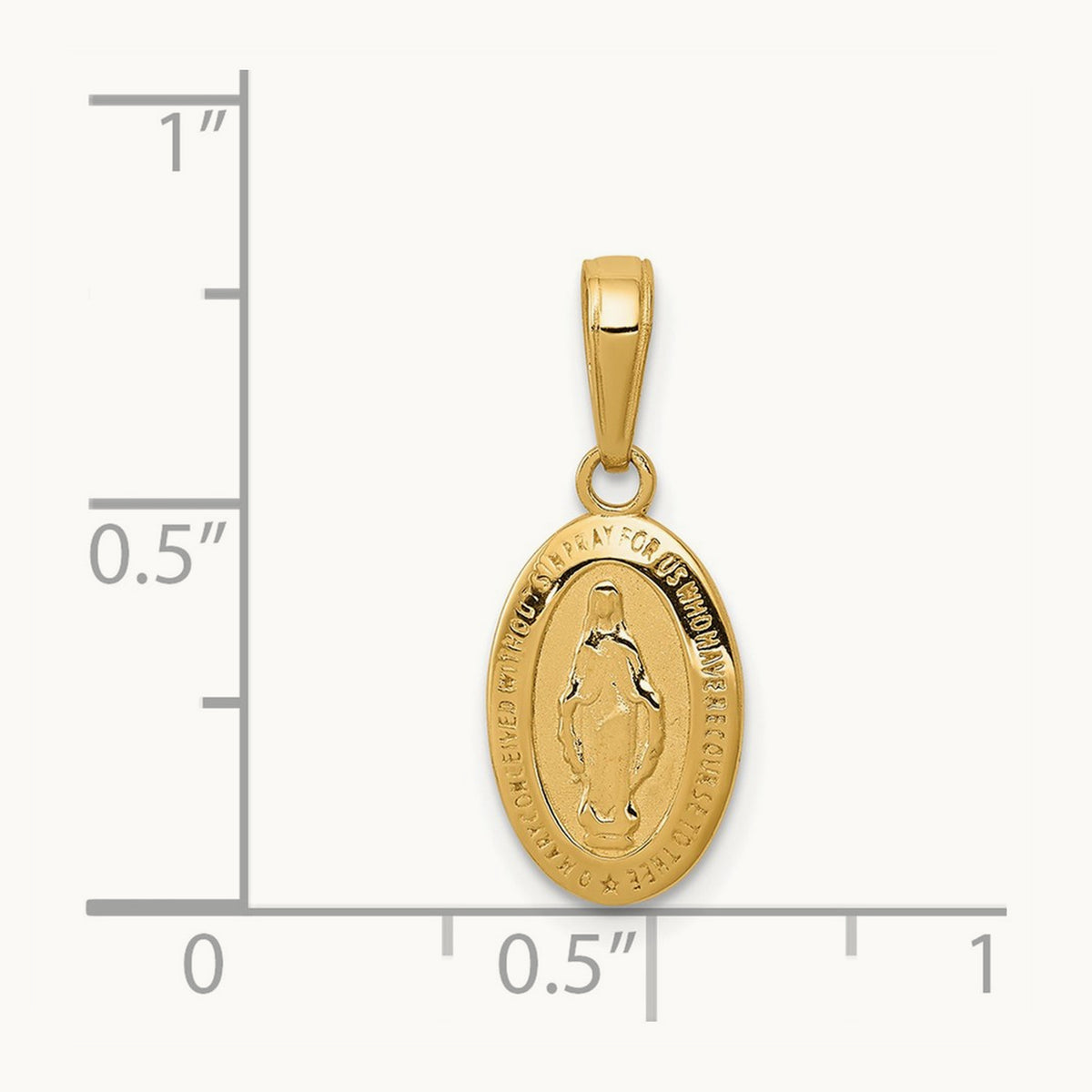Miraculous Medal Charm — 14K Yellow Gold, 21mm