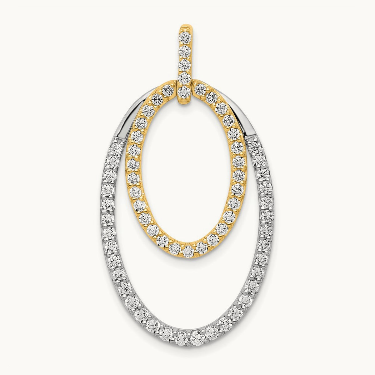 1ct. Diamond Double Oval Pendant, 14K Two-tone