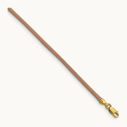 16in Natural Leather Cord Necklace, 2mm, 14K