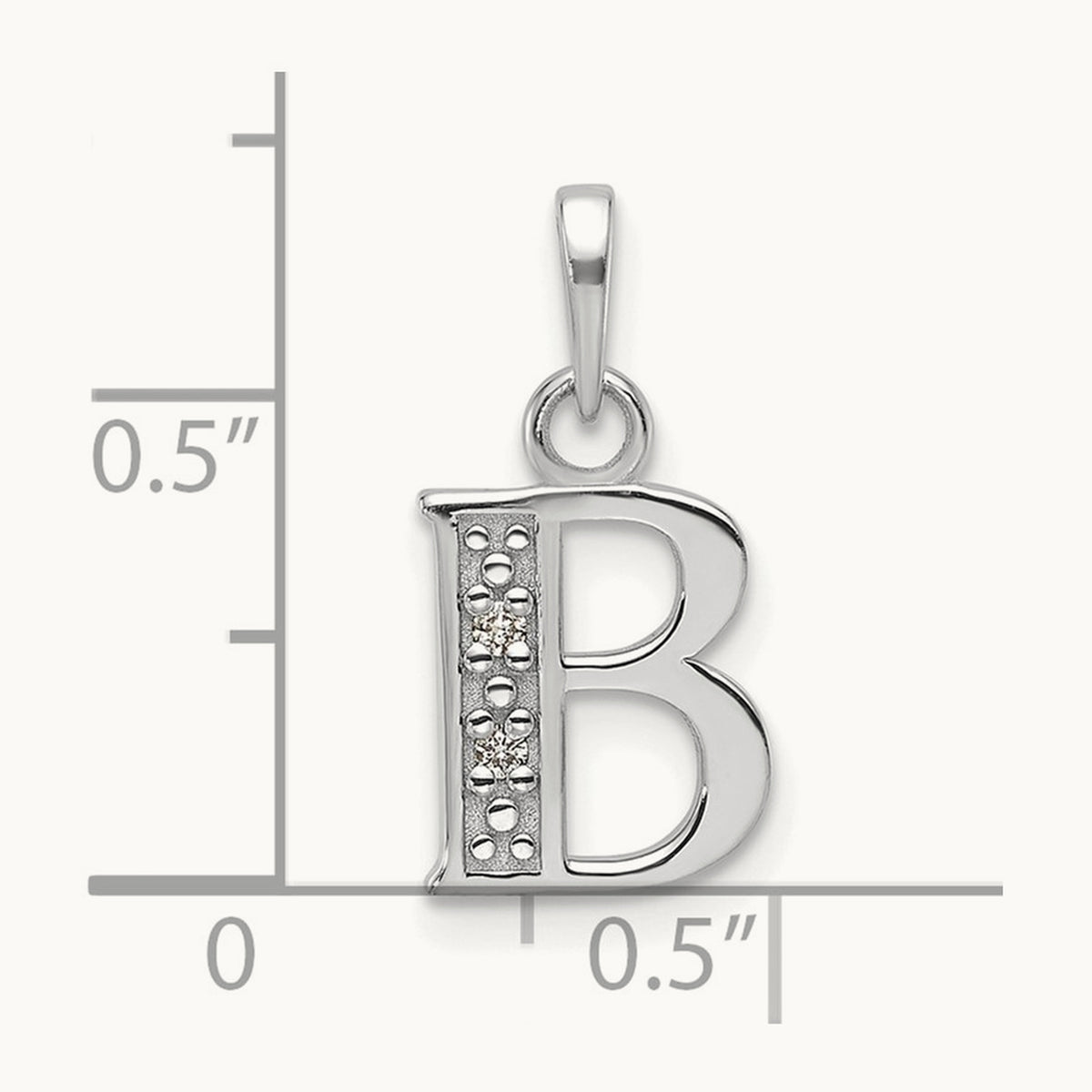 Diamond Letter B Initial Pendant, 14K White Gold
