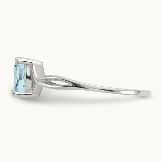 Aquamarine Birthstone Ring, 14K White Gold
