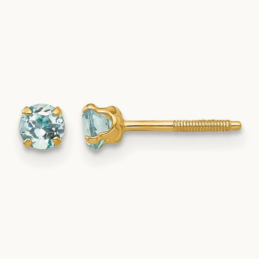 Madi K Aquamarine Earrings, 3mm, 14K