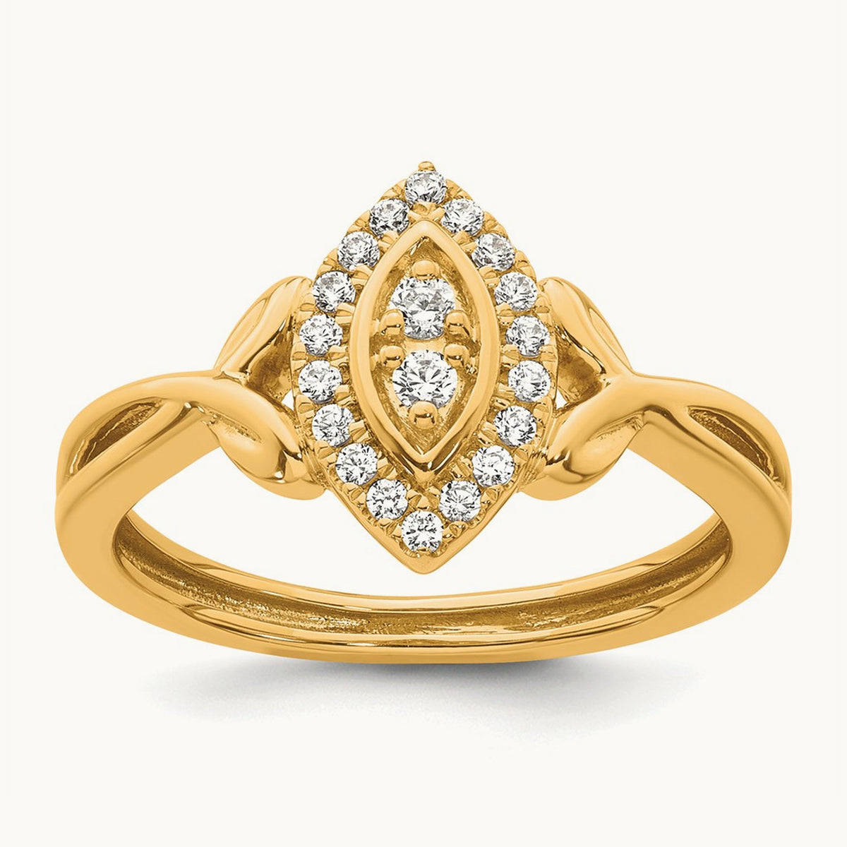 Complete Diamond Marquise Cluster Engagement Ring — 14K Yellow Gold