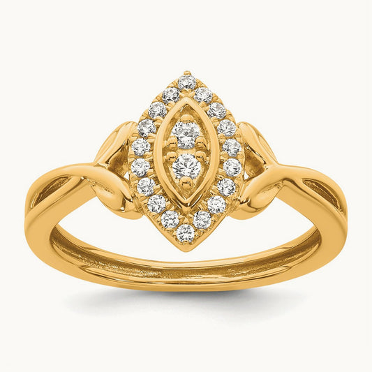 Complete Diamond Marquise Cluster Engagement Ring — 14K Yellow Gold