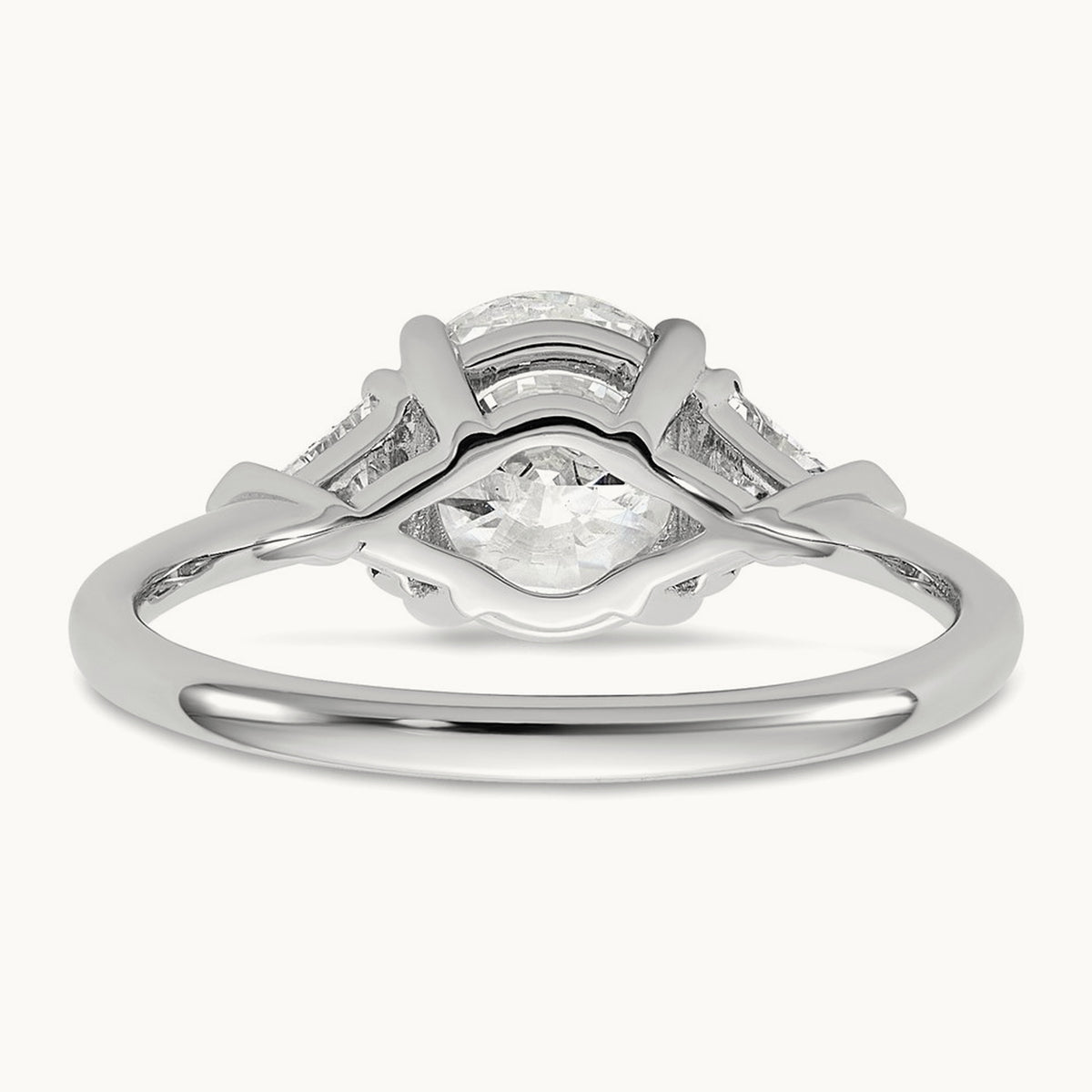 1/2ct Lab Grown Dia VS/SI+ G+ 1 1/2ct Round Semi 3 Stone Eng Ring, 14K White Gold