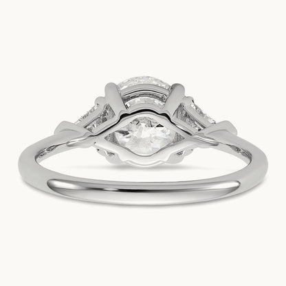 1/2ct Lab Grown Dia VS/SI+ G+ 1 1/2ct Round Semi 3 Stone Eng Ring, 14K White Gold