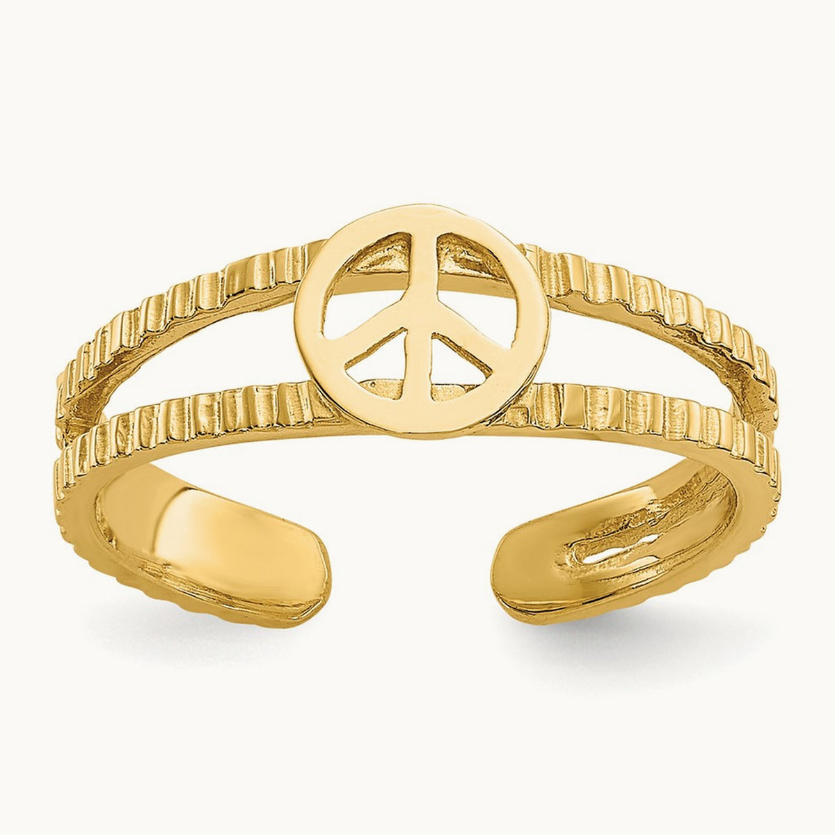 Peace Sign Toe Ring, 14K