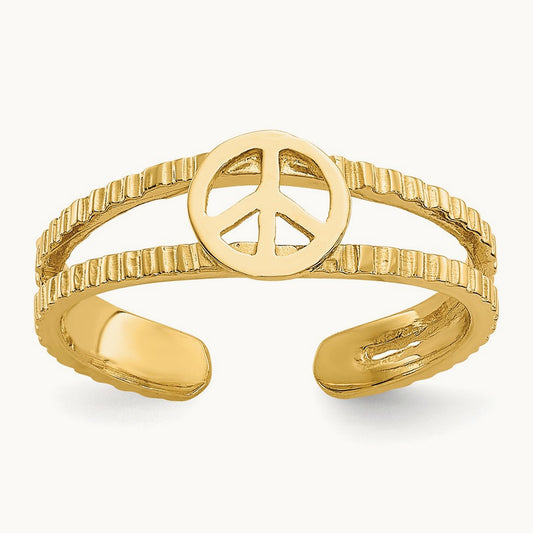 Peace Sign Toe Ring, 14K