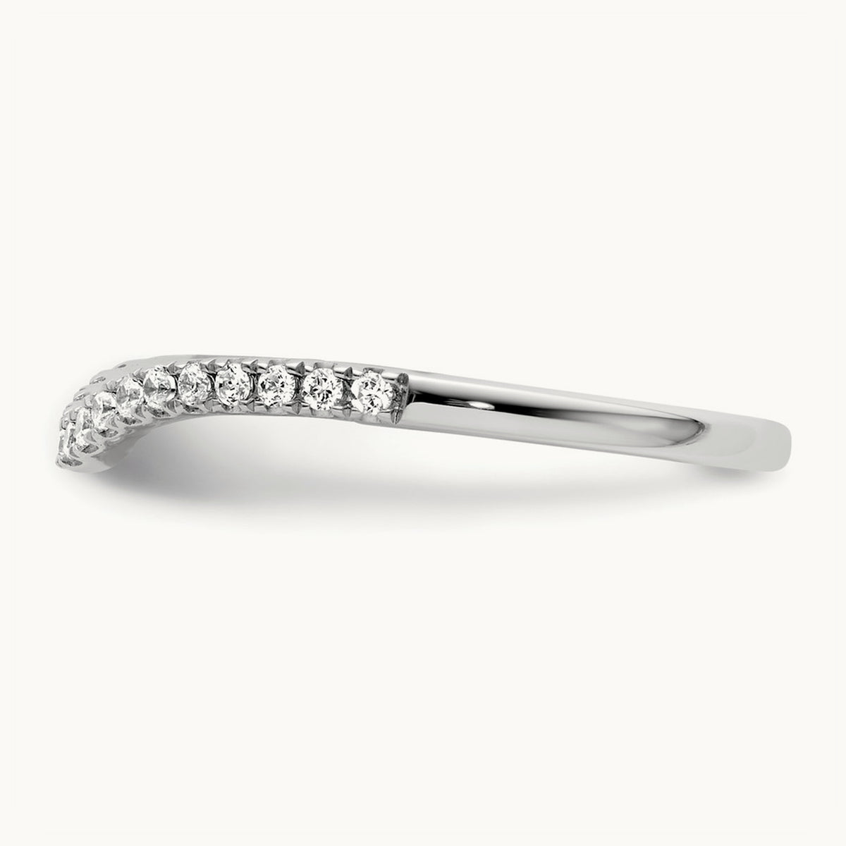Contoured Wedding Band — 14K White Gold, VS (Best), 7