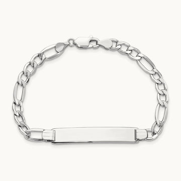 WG Polished Semi-Solid Figaro ID Bracelet, 14K