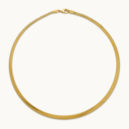 Polished Mesh 17in Necklace, 14K