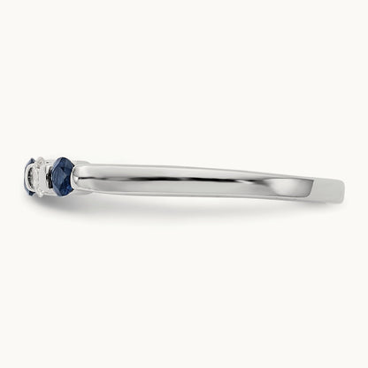 Diamond w/Sapphire Band, 14K White Gold