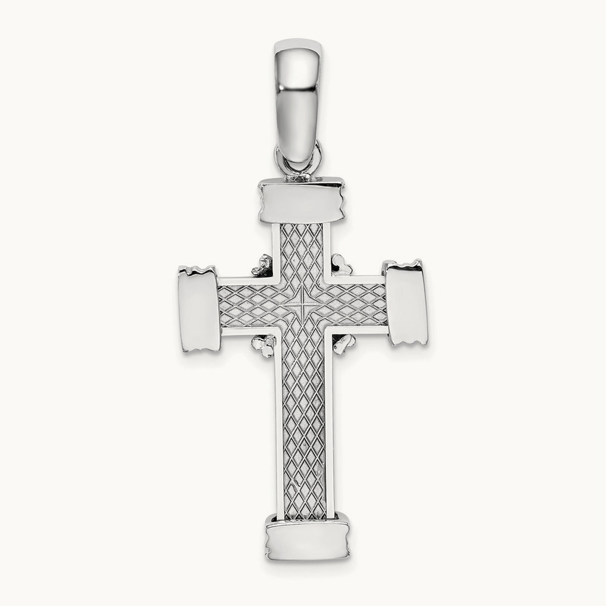 Polished Cross Charm, 30.1mm charm in 14K White Gold