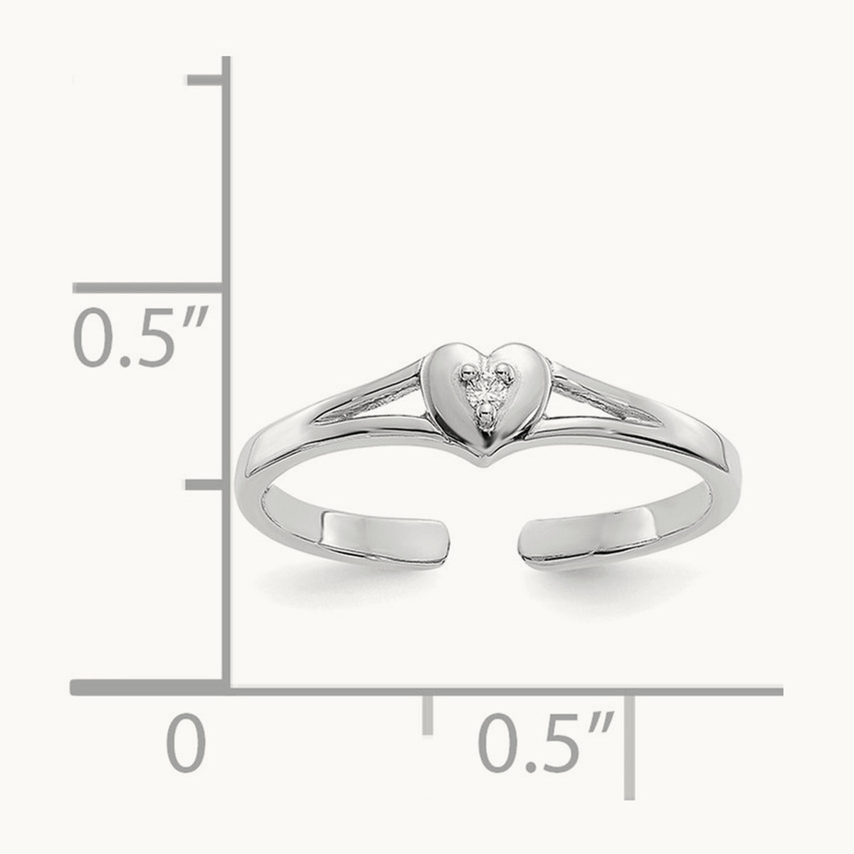 Diamond Heart Toe Ring — 14K White Gold