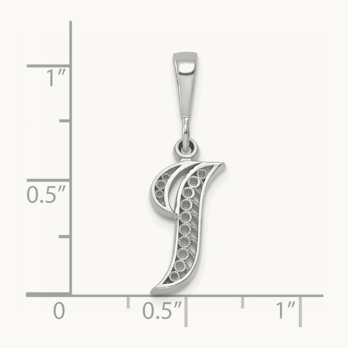 Solid Polished Script Filigree Initial Pendant — I
