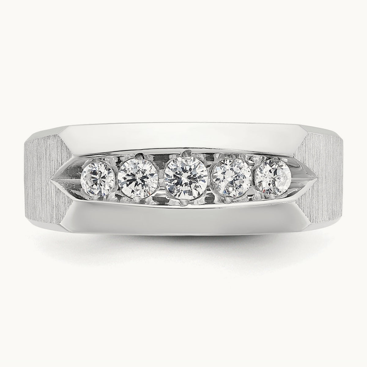 IBGoodman Men's Polished & Satin 5-Stone Diamond Ring, 14K White Gold