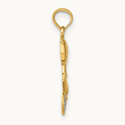 w/Rhodium Little Boy On Bicycle Charm, 14K