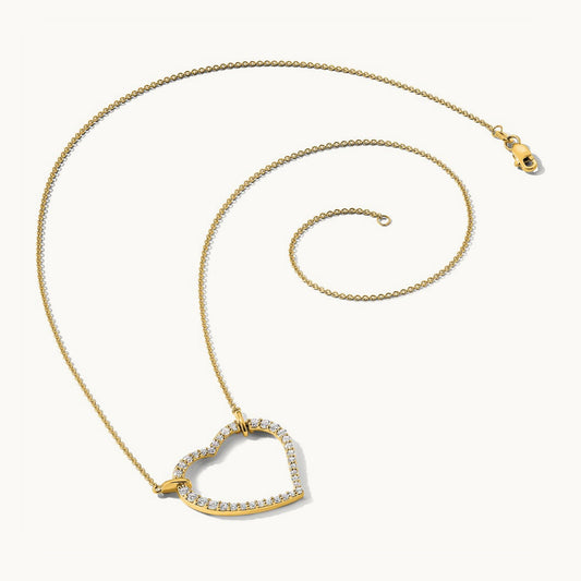 Diamond Heart Pendant Necklace, 14K
