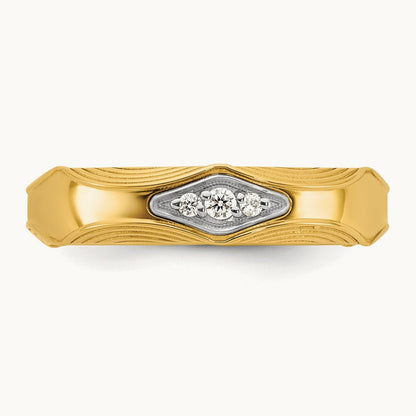 14ktt IB Goodman Mens Complete 3-Stone 1/15ct Diamond Ring
