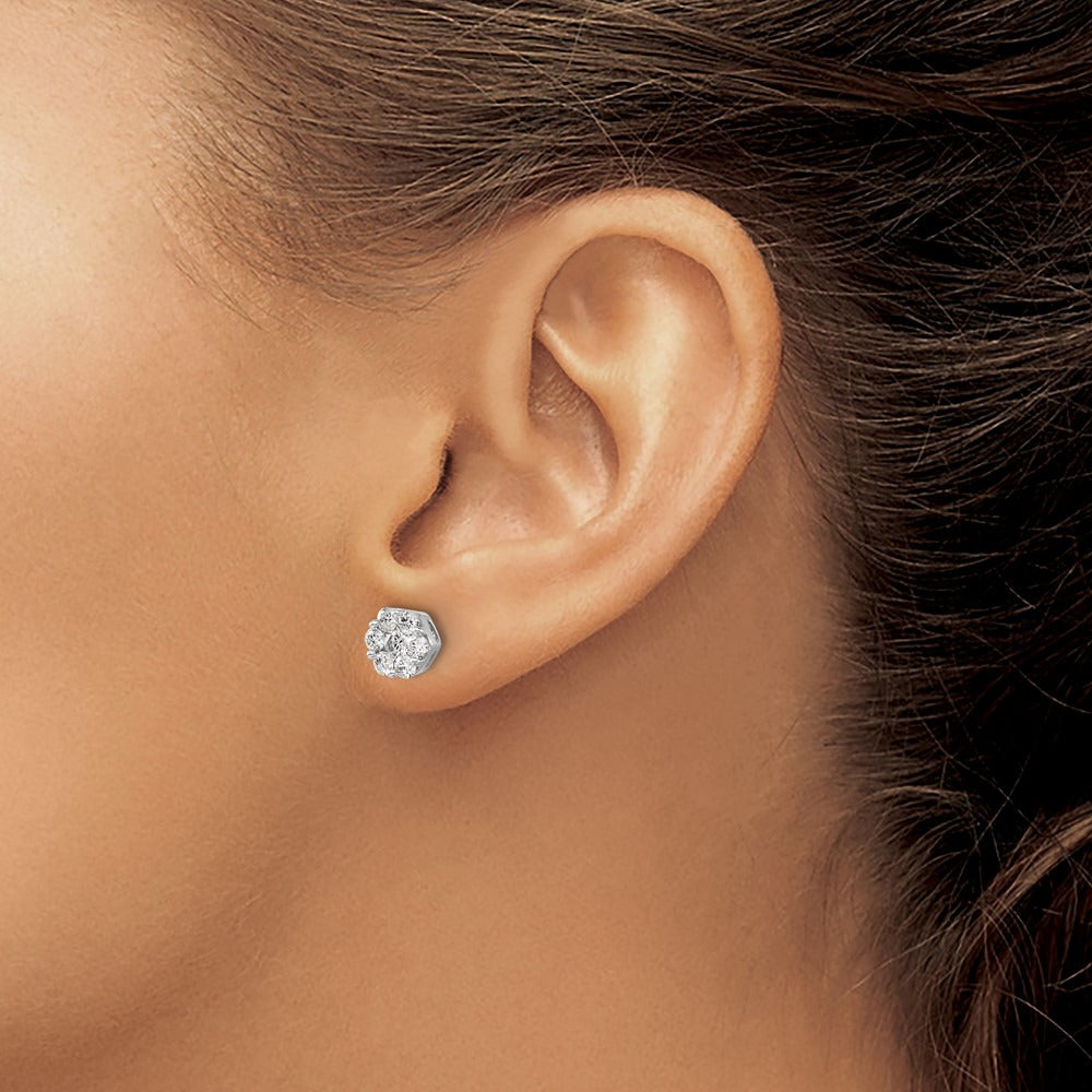 Diamond Cluster Screwback Earrings — 8mm