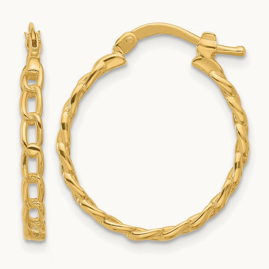 Polished Curb Link Design Hoop Earrings — 22.75mm