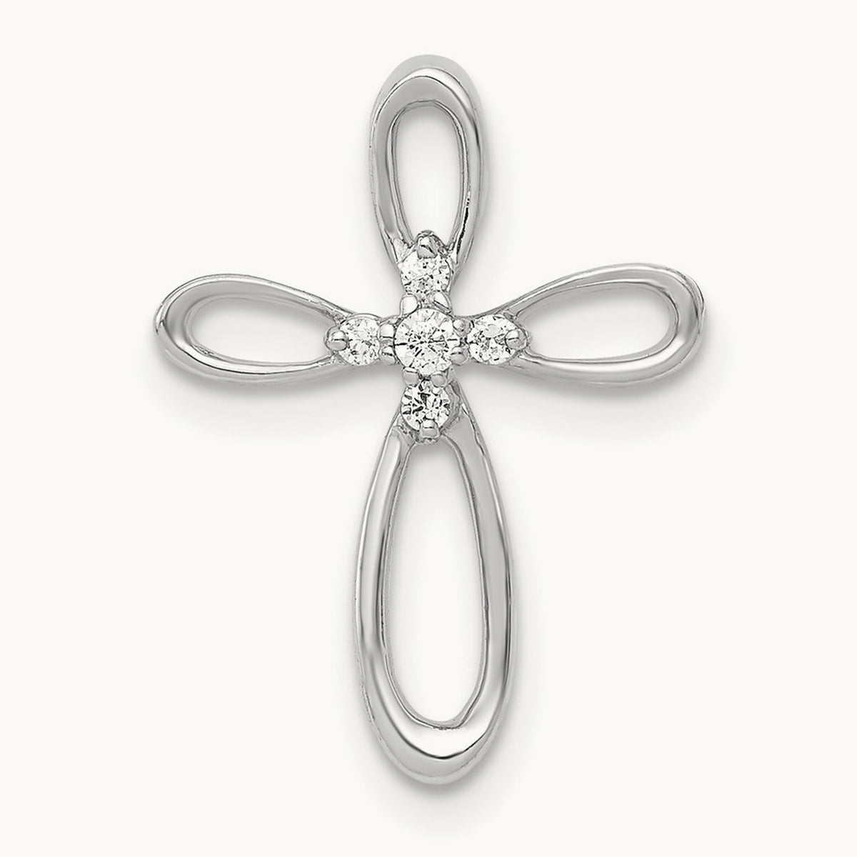 1/20ct. Diamond Cross Chain Slide — 14K White Gold, 19mm, 0.047 ct