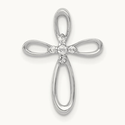 1/20ct. Diamond Cross Chain Slide — 14K White Gold, 19mm, 0.047 ct