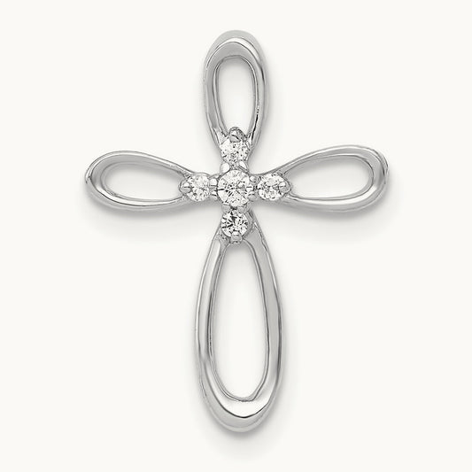 1/20ct. Diamond Cross Chain Slide — 14K White Gold, 19mm, 0.047 ct