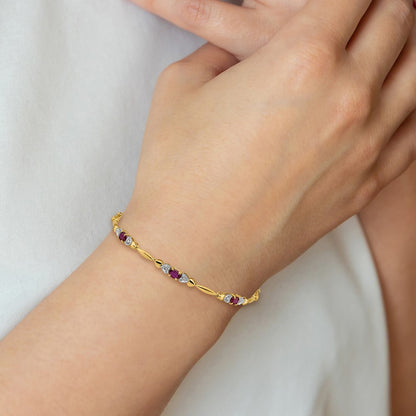 Diamond and Ruby Bracelet — 14K Yellow Gold