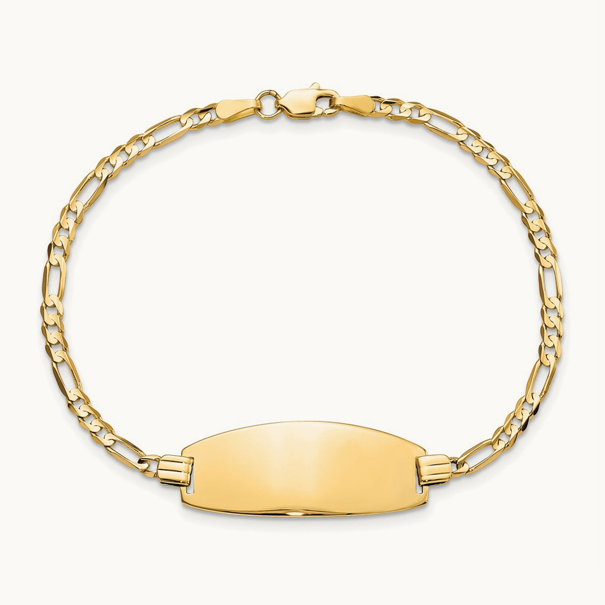 Oval Figaro ID Bracelet — 14K Yellow Gold