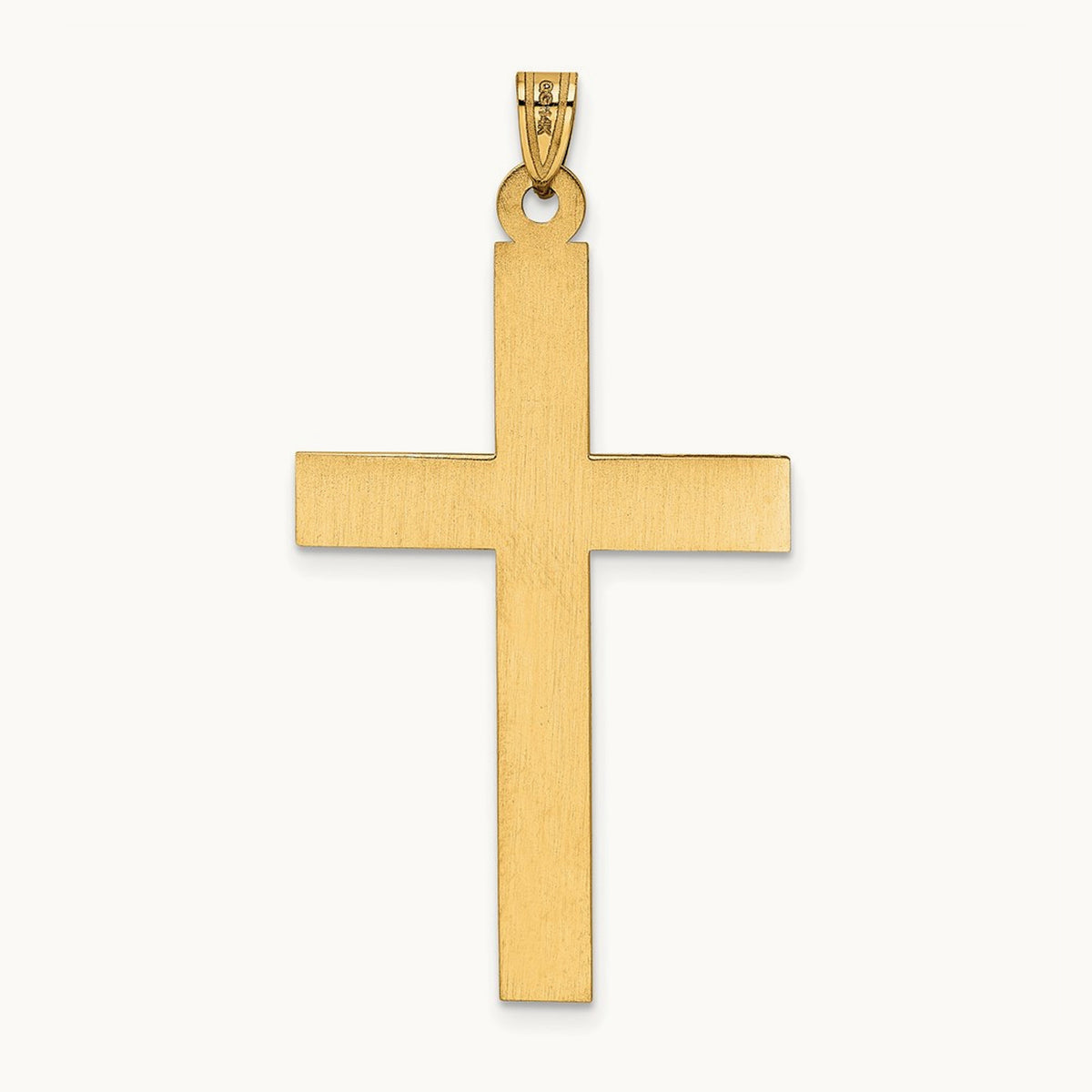 Laser Etched Cross Charm — 14K Yellow Gold, 50mm